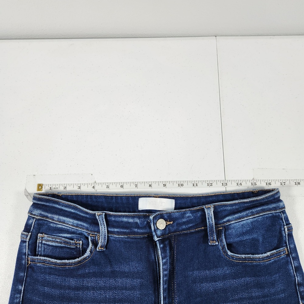 Vervet Blue High Rise Straight Leg Raw Hem Jeans Dark Wash Size 32 T5354‎ - Picture 3 of 9